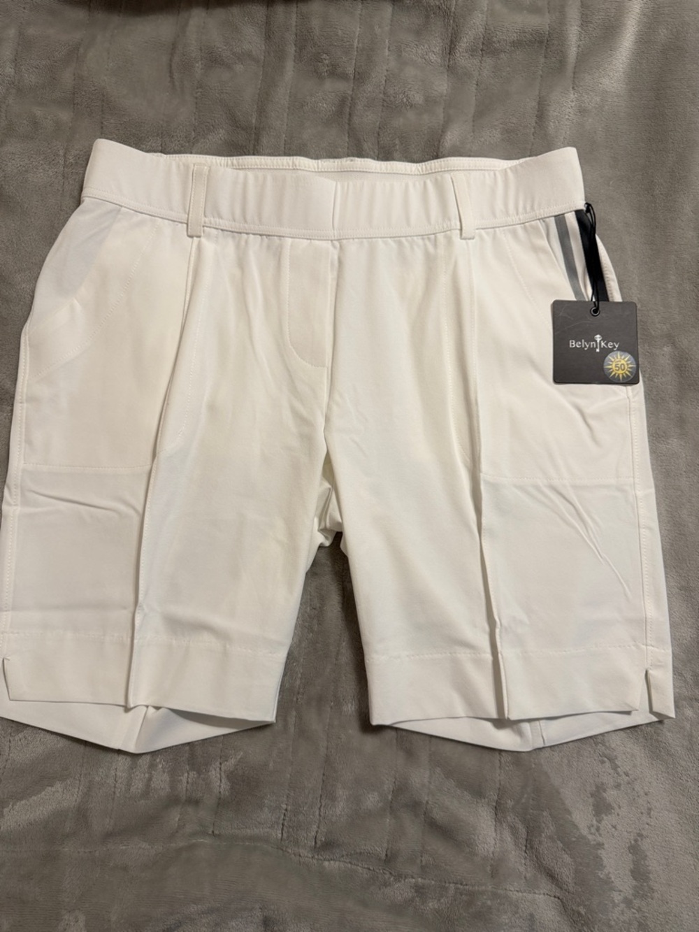 Belyn Key Flat Front Performance Shorts - White